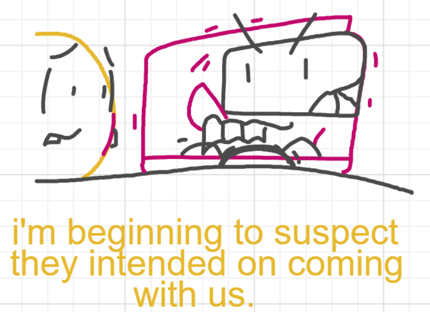 A panel from I've Been Everywhere, Man, episode nine of the Board Boards object show by Furretwalk/WalkingFurret.